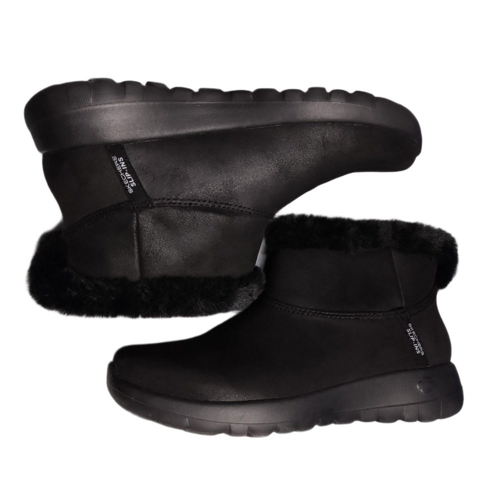Skechers On-the-GO‎ Joy Slip-Ins Winter Boots Womens 8.5 Black Faux Fur 144800W